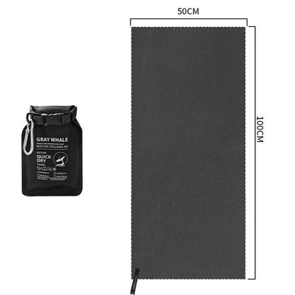 Black 50x100cm Portable Quick Dry Sports Towel - Ultra-Light Microfiber Cooling Towel with Waterproof Pouch, Fast Drying Sweat Absorbent Travel Gym Towel for Outdoor Fitness and Swimming