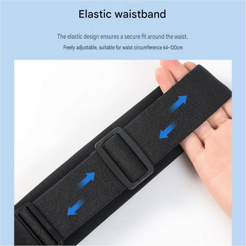 Grey Running Waist Belt - High Stretch Nylon Sports Fanny Pack with Reflective Strips, Lightweight Waterproof Phone Holder for Gym, Jogging and Outdoor Fitness
