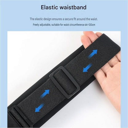 Grey Running Waist Belt - High Stretch Nylon Sports Fanny Pack with Reflective Strips, Lightweight Waterproof Phone Holder for Gym, Jogging and Outdoor Fitness