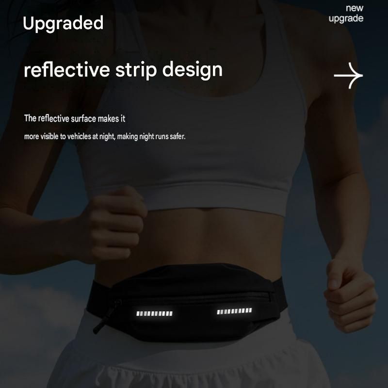 Pink Running Waist Belt - High Stretch Nylon Sports Fanny Pack with Reflective Strips, Lightweight Waterproof Phone Holder for Gym, Jogging and Outdoor Fitness