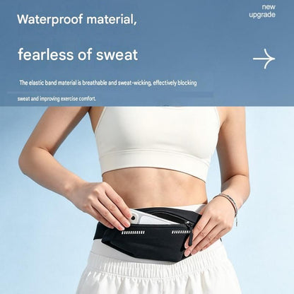 Orange Running Waist Belt - High Stretch Nylon Sports Fanny Pack with Reflective Strips, Lightweight Waterproof Phone Holder for Gym, Jogging and Outdoor Fitness