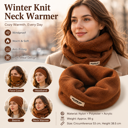 Caramel Thermal Neck Gaiter Face Cover with Ear Loops - Nylon Polyester Acrylic Blend, Anti-Pilling Winter Warmer Can be used as a warm headscarf for Cycling, Hiking and Outdoor Sports