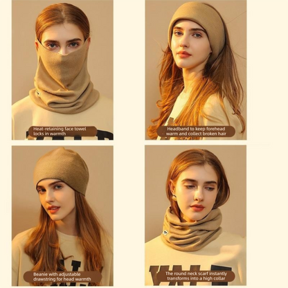 Caramel Thermal Neck Gaiter Face Cover with Ear Loops - Nylon Polyester Acrylic Blend, Anti-Pilling Winter Warmer Can be used as a warm headscarf for Cycling, Hiking and Outdoor Sports