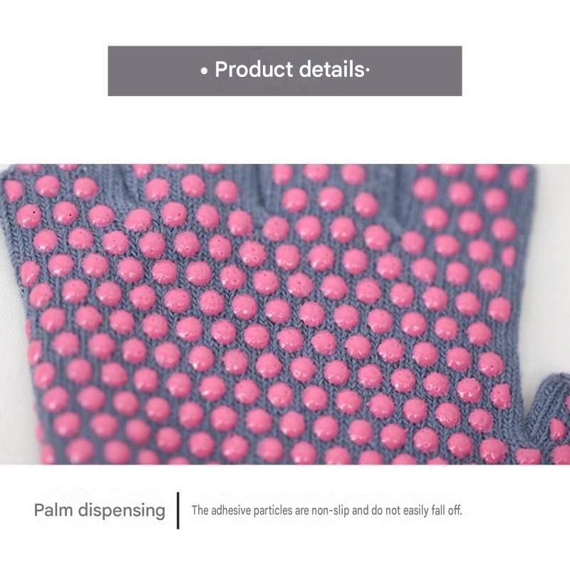 Purple Half Finger Yoga Gloves - Acrylic Knit with Non-Slip Silicone Dots, Breathable & Stretchy for Pilates, Gym, and Fitness Training