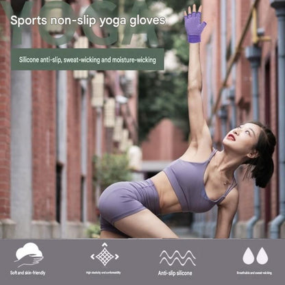 Black Yoga Gloves and Five Toe Socks Set - Acrylic Knit Half Finger Gloves with Silicone Dots, Cotton Blend Non-Slip Socks for Pilates, Dance, and Indoor Fitness Training