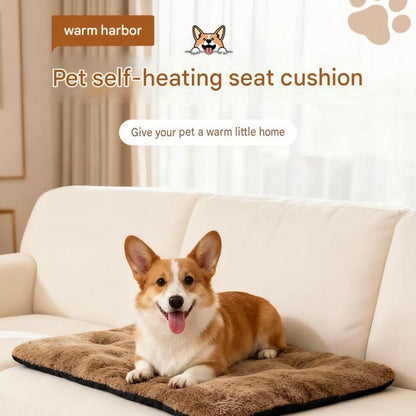 Grey  M Size 45x70cm Self Heating Pet Mat - Soft Plush Non-Slip Thermal Bed for Cats and Small Dogs Indoor Crate Car Travel Use