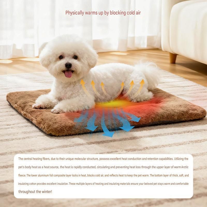 Grey  L Size 56x90cm Self Heating Pet Mat - Soft Plush Non-Slip Thermal Bed for Cats and Small Dogs Indoor Crate Car Travel Use