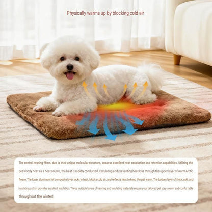 Grey  L Size 56x90cm Self Heating Pet Mat - Soft Plush Non-Slip Thermal Bed for Cats and Small Dogs Indoor Crate Car Travel Use