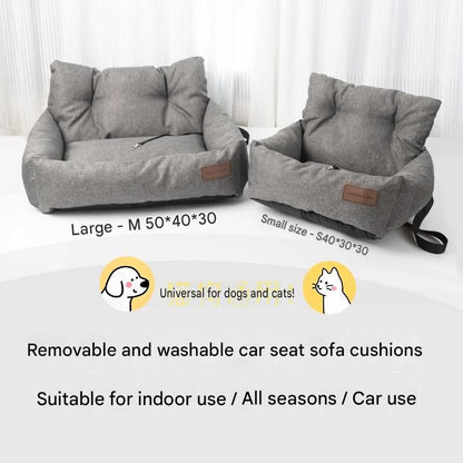Grey Paw print pattern S Size 40x30cm Car pet bed -Oxford Linen Removable Washable Non-Slip Sofa Bed for Small Dogs Cats Indoor Travel Use