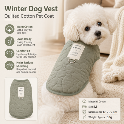 Green M Size 37x50cm Fleece-lined thickened dog vest - Cotton Fleece Lined Harness Compatible Winter Coat for  Dogs Shed Control Outdoor Walksï¼ŒWinter Pet Essentials