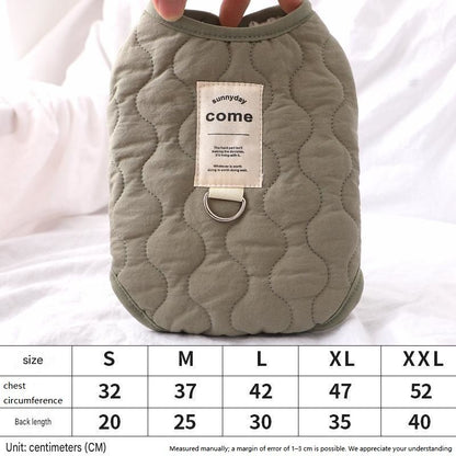 Green L Size 42x30cm Fleece-lined thickened dog vest - Cotton Fleece Lined Harness Compatible Winter Coat for  Dogs Shed Control Outdoor Walksï¼ŒWinter Pet Essentials