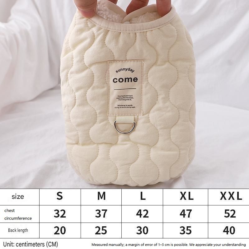 Beige XXL Size 52x40cm Fleece-lined thickened dog vest - Cotton Fleece Lined Harness Compatible Winter Coat for  Dogs Shed Control Outdoor Walksï¼ŒWinter Pet Essentials