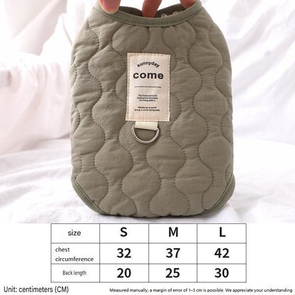 Winter Pet Care Bundle -  S Size 32*20cm Green Quilted Dog Vest with Leash Ring and  S Size 40*50cm Grey Oval Arctic Fleece Bed - Warm Cotton Outerwear, Plush Sleep Nest for Small Dogs and Cats
