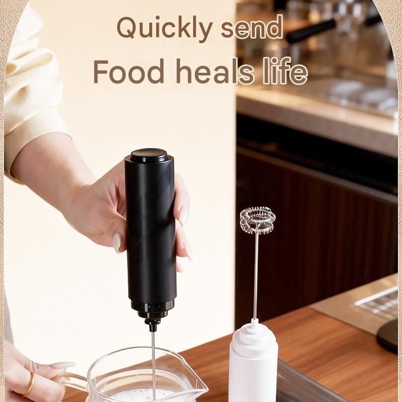 Black Electric Milk Frother Handheld - 304 Stainless Steel and ABS - Detachable Whisk, Dustproof Cover, Quiet Operation, Battery Powered ï¼ˆBatteries not included productï¼‰ for Coffee Latte Matcha