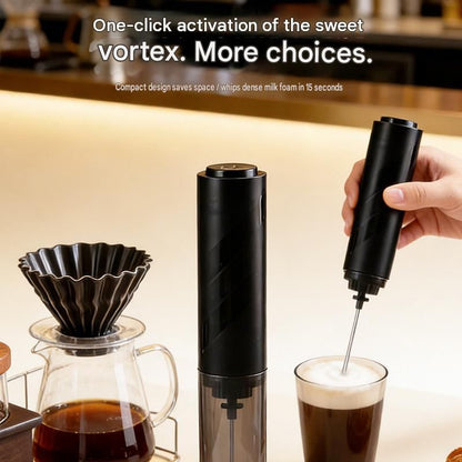 Black Electric Milk Frother Handheld - 304 Stainless Steel and ABS - Detachable Whisk, Dustproof Cover, Quiet Operation, Battery Powered ï¼ˆBatteries not included productï¼‰ for Coffee Latte Matcha