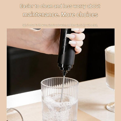 Black Electric Milk Frother Handheld - 304 Stainless Steel and ABS - Detachable Whisk, Dustproof Cover, Quiet Operation, Battery Powered ï¼ˆBatteries not included productï¼‰ for Coffee Latte Matcha