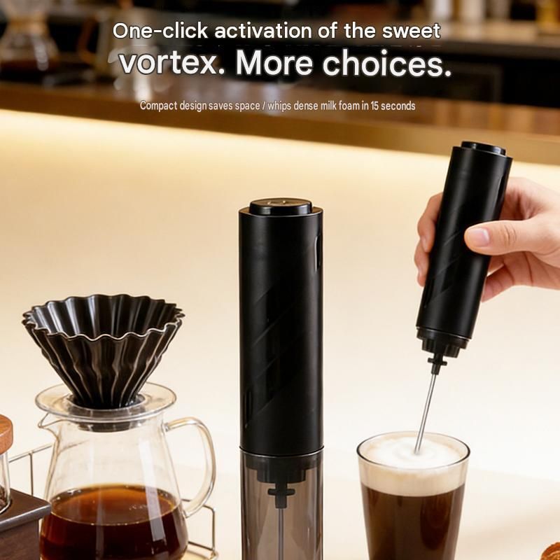 White Electric Milk Frother Handheld - 304 Stainless Steel and ABS - Detachable Whisk, Dustproof Cover, Quiet Operation, Battery Powered ï¼ˆBatteries not included productï¼‰ for Coffee Latte Matcha