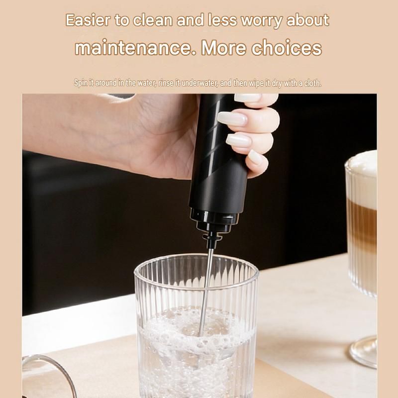 White Electric Milk Frother Handheld - 304 Stainless Steel and ABS - Detachable Whisk, Dustproof Cover, Quiet Operation, Battery Powered ï¼ˆBatteries not included productï¼‰ for Coffee Latte Matcha