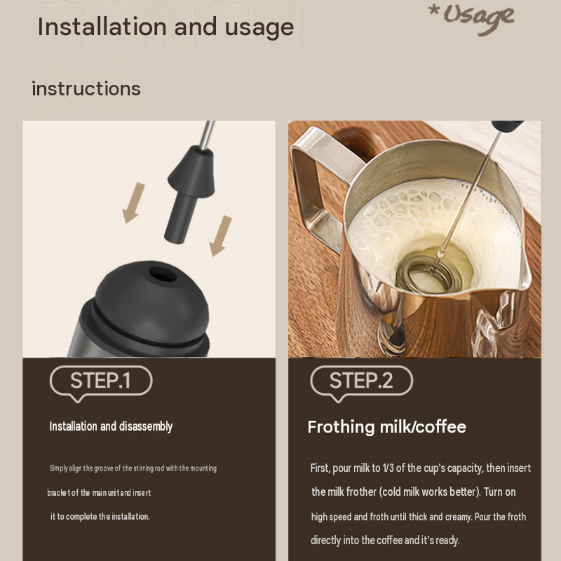 Stainless Steel Electric Milk Frother Set - 3-Speed USB Rechargeable Handheld Mixer with 350ml Jug - Latte Art, Matcha, Cold Brew, Compact Kitchen Tool