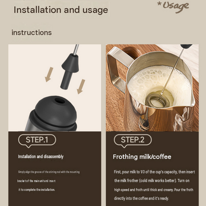 Stainless Steel Electric Milk Frother Set - 3-Speed USB Rechargeable Handheld Mixer with 350ml Jug - Latte Art, Matcha, Cold Brew, Compact Kitchen Tool