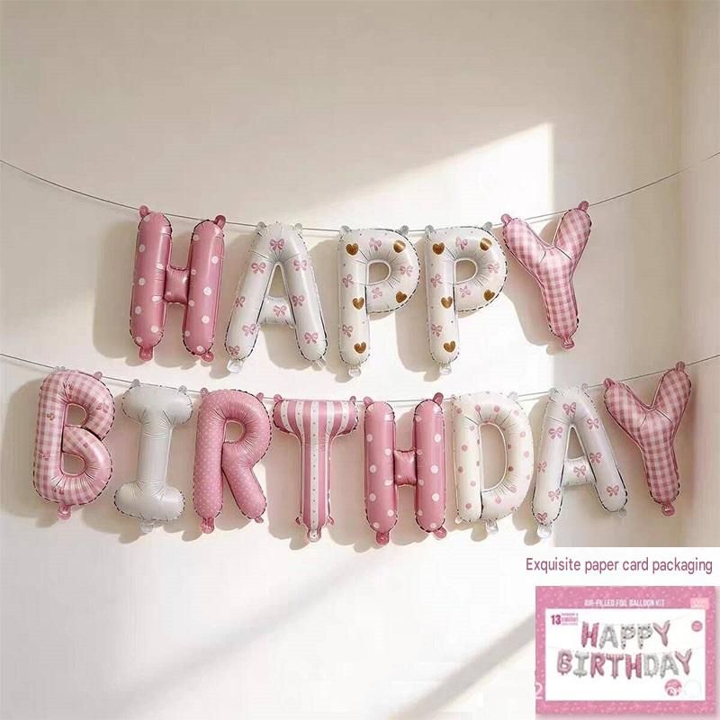 Pink Happy Birthday Foil Letter Balloon Banner - 16 Inch Letters, Lightweight Party Decoration for Wall Displays, Photo Backdrops and Birthday Celebrations