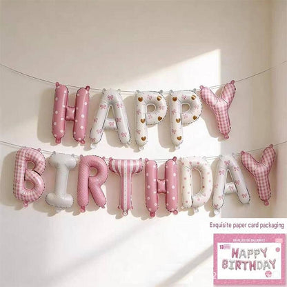 Pink Happy Birthday Foil Letter Balloon Banner - 16 Inch Letters, Lightweight Party Decoration for Wall Displays, Photo Backdrops and Birthday Celebrations