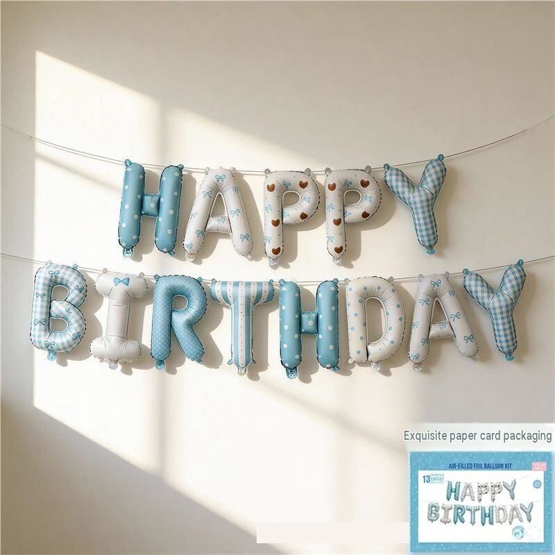 Blue Happy Birthday Foil Letter Balloon Banner - 16 Inch Letters, Lightweight Party Decoration for Wall Displays, Photo Backdrops and Birthday Celebrations