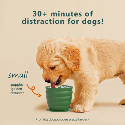 Silicone Slow Feeder Dog Bowl - Green 11.9*11.9*9.05cm  Anti Gulp Pet Bowl with Suction Base, Easy Clean Spill Resistant Design for Dogs and Cats