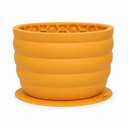 Silicone Slow Feeder Dog Bowl - Yellow 11.9*11.9*9.05cm Anti-Gulp Pet Bowl with Suction Base, Easy Clean Anti-Tip Design for Dogs and Cats