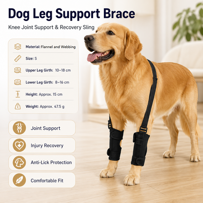 S  Size Dog Knee Brace and Leg Support Sleeve - Protective Wrap, Lightweight Anti Licking Cover for Walking and Supervised Daily Pet Care