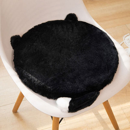 40cm Round Cat-Themed Seat Cushion (Black Cat with a White Tail) — Slow-Rebound Memory Foam, Soft Plush, Washable — Ideal for Office Chairs, Bedrooms, Dorms, and Reading Nooks