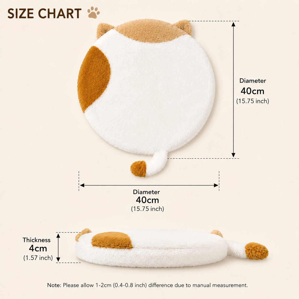 40cm Round Cat-Themed Seat Cushion (Black Cat with a White Tail) — Slow-Rebound Memory Foam, Soft Plush, Washable — Ideal for Office Chairs, Bedrooms, Dorms, and Reading Nooks