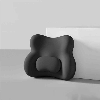 Carrot Hooded Blanket with Black Memory Foam Lumbar Support Pillow, Cozy Wearable Throw Blanket and Ergonomic Back Cushion Set for Office, Home, Study and Relaxation