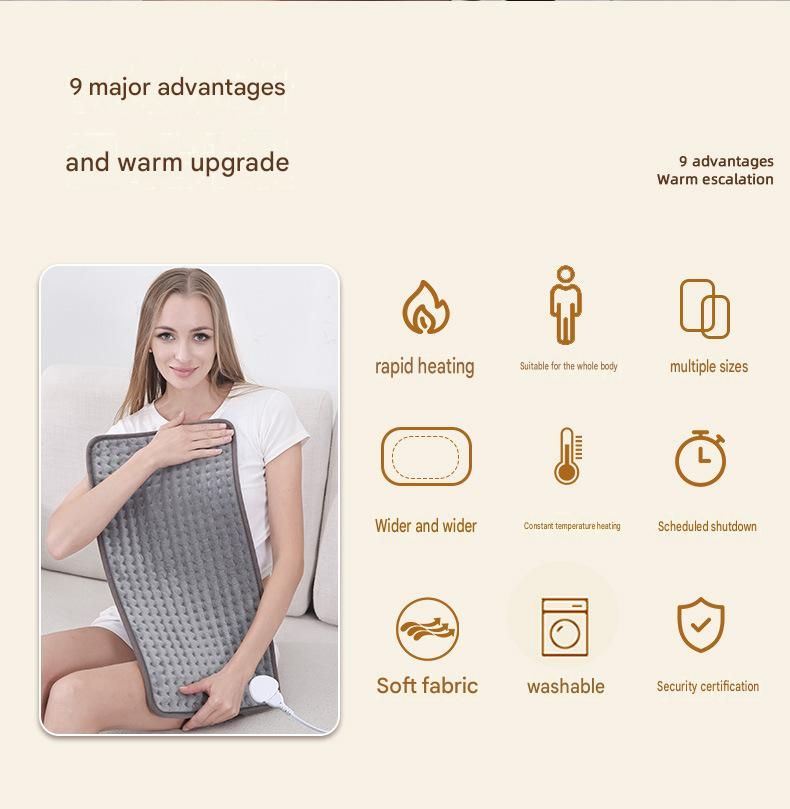 Electric Heating Pad 50*100cm with 9 Heat Levels and 4 Timer Settings, Washable Full Body Heating Mat for Back, Waist, Legs and Shoulders