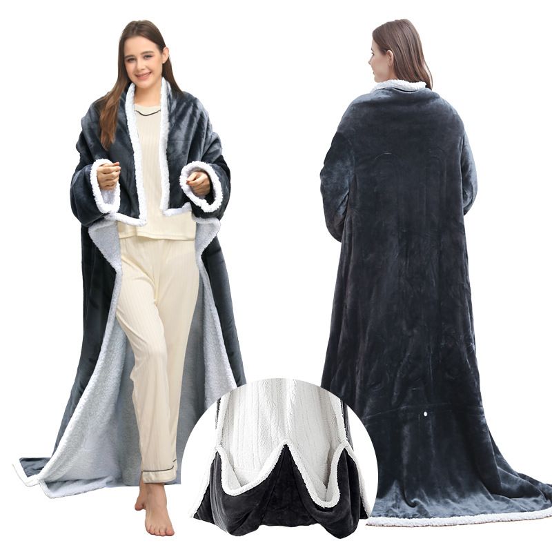 Wearable Electric Heated Blanket with Sleeves and Foot Pocket 127x177cm Smart Temperature Control Throw