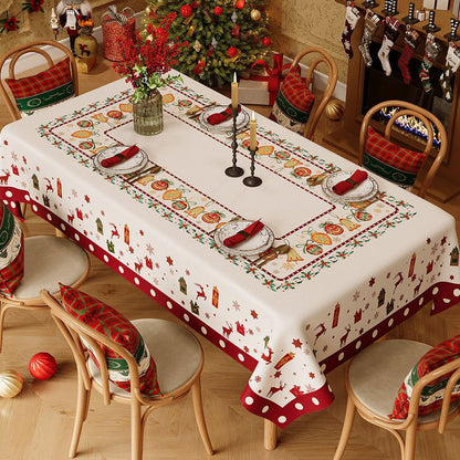 Christmas Waterproof Tablecloth (Christmas Collection Edition)140 x 200cm Festive Holiday Dining Table Cover Oil-Resistant Wipe Clean Christmas Home Decoration