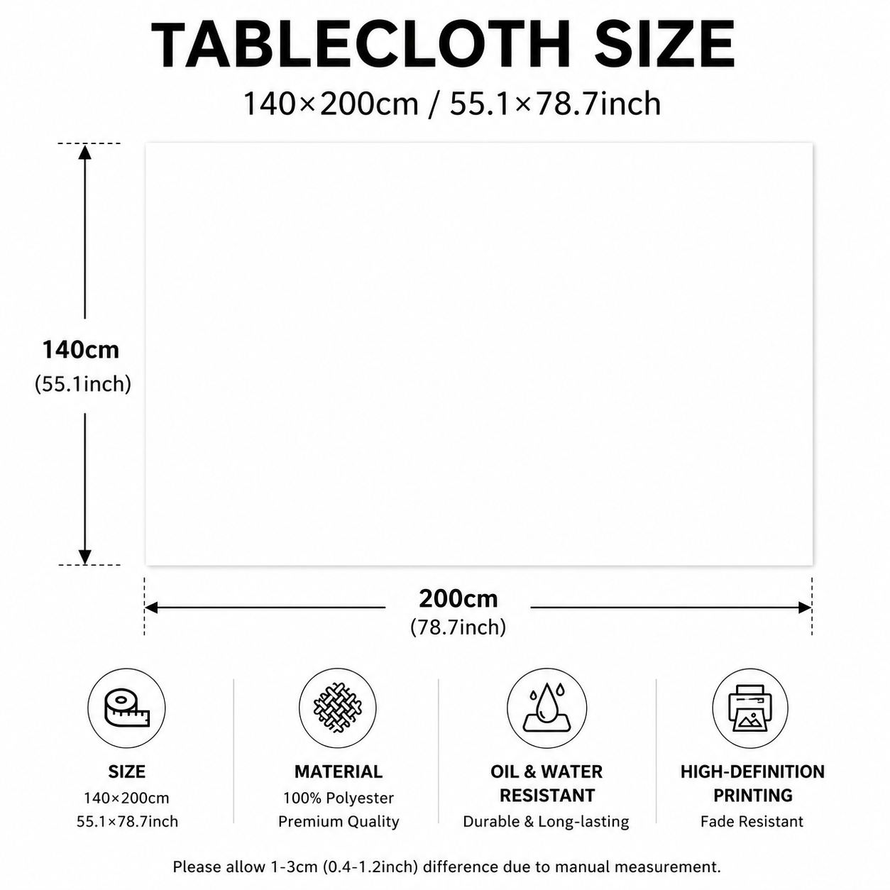 Christmas Waterproof Tablecloth (Christmas Collection Edition)140 x 200cm Festive Holiday Dining Table Cover Oil-Resistant Wipe Clean Christmas Home Decoration