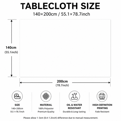 Christmas Waterproof Tablecloth (Snowflake pattern)140 x 200cm Festive Holiday Dining Table Cover Oil-Resistant Wipe Clean Christmas Home Decoration