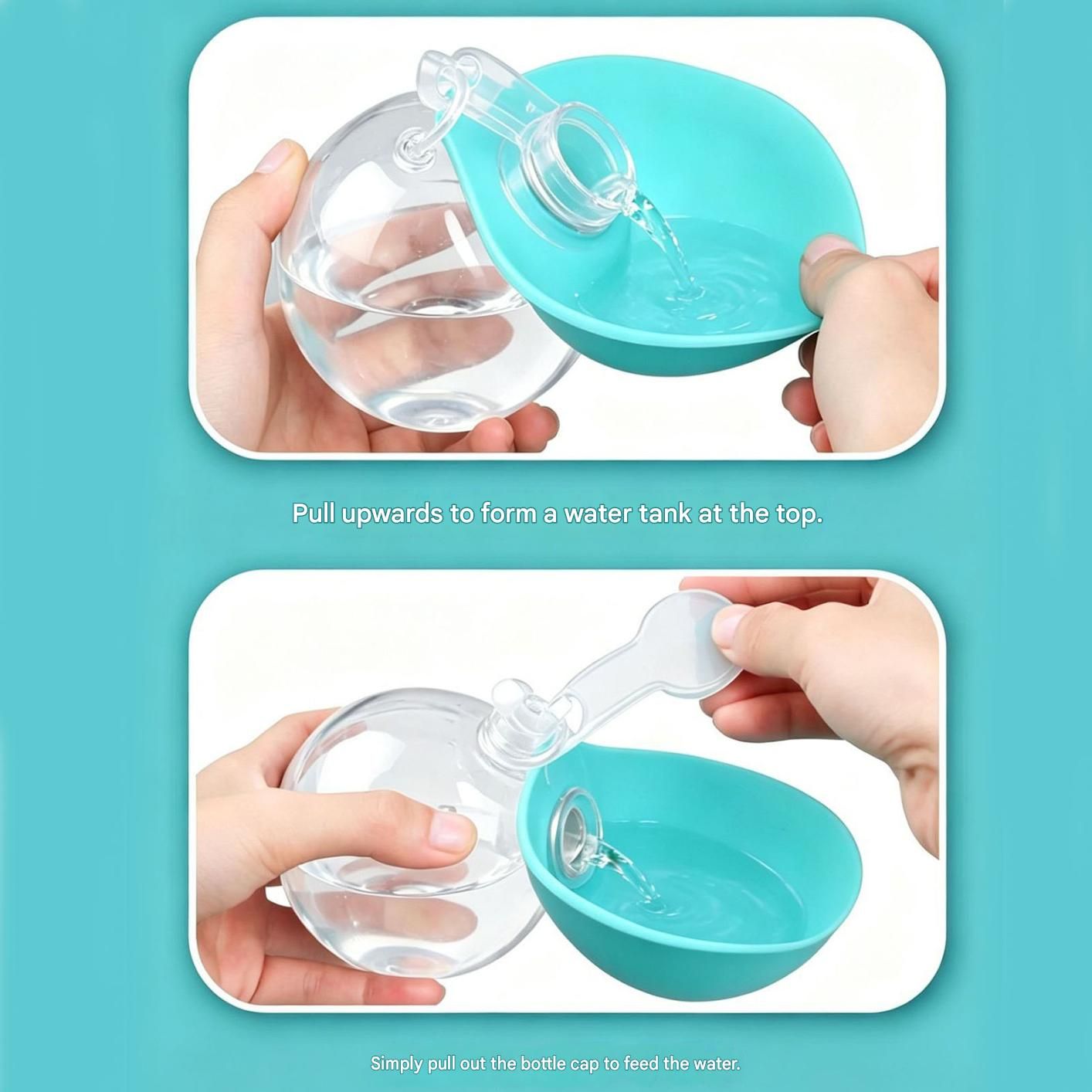 Blue Portable Pet Water Bottle with Foldable Drinking Bowl, 285ml Travel Dog Water Dispenser for Walking Hiking and Outdoor Adventures
