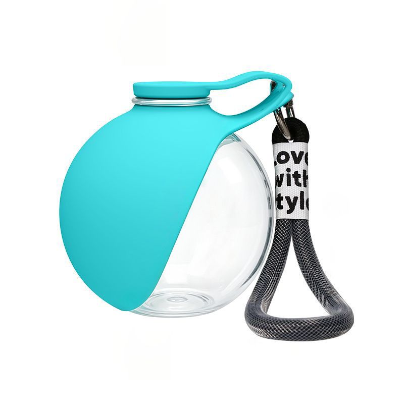 Blue Portable Pet Water Bottle with Foldable Drinking Bowl, 285ml Travel Dog Water Dispenser for Walking Hiking and Outdoor Adventures