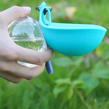 Pink Portable Pet Water Bottle with Foldable Drinking Bowl, 285ml Travel Dog Water Dispenser for Walking Hiking and Outdoor Adventures