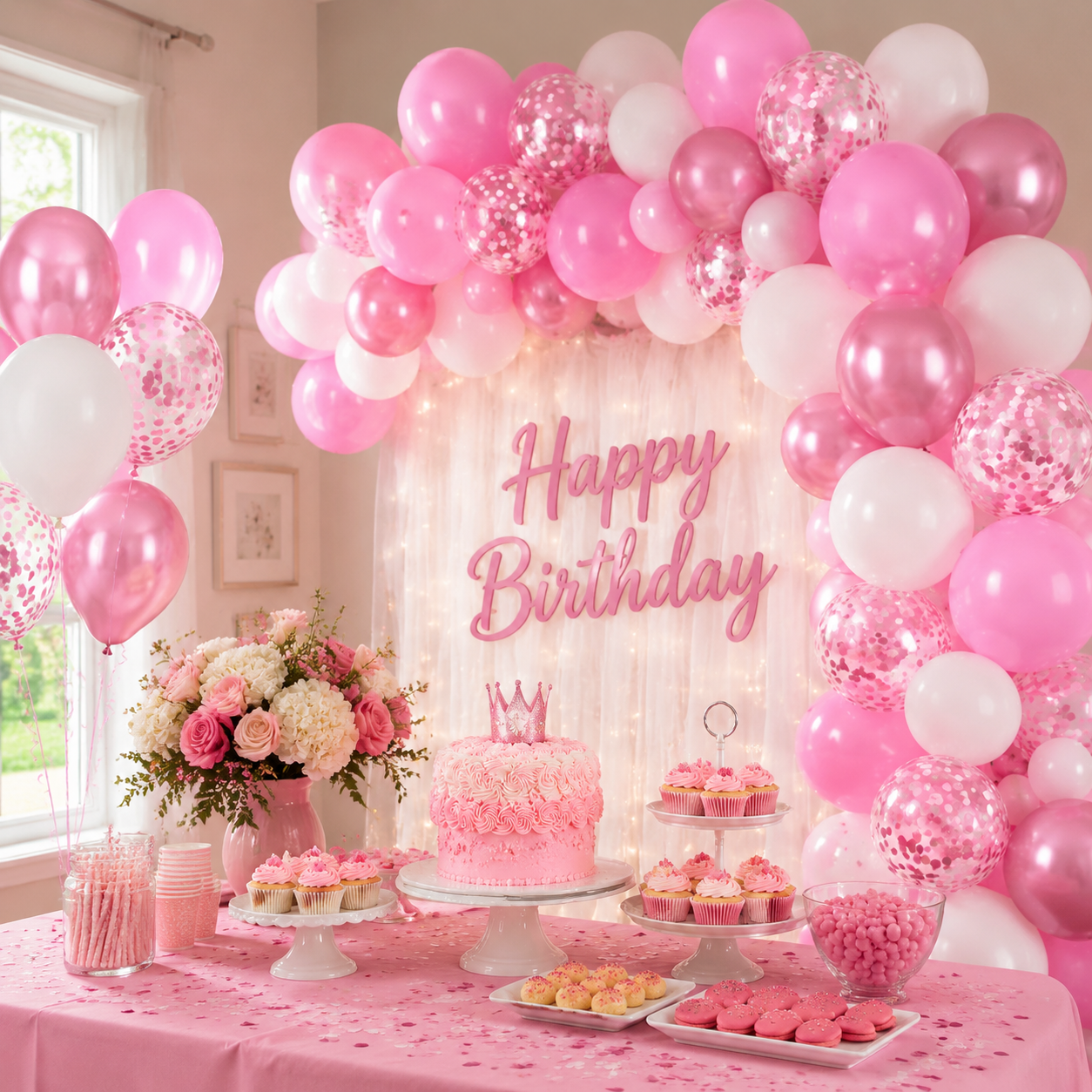 Pink 60PCS Balloon Set 12 Inch Thickened Party Balloons with Confetti Balloons for Birthday Wedding Baby Shower Decorations