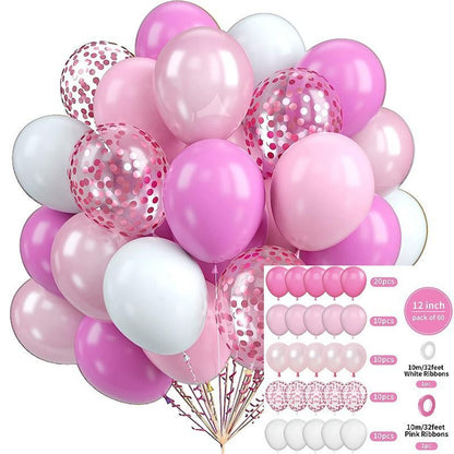 Pink 60PCS Balloon Set 12 Inch Thickened Party Balloons with Confetti Balloons for Birthday Wedding Baby Shower Decorations