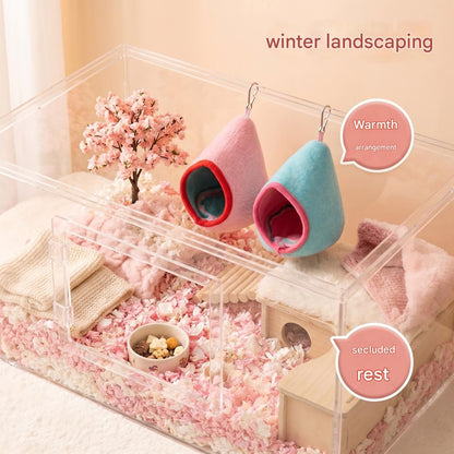 Pink Soft Cozy Hamster Bed Small Pet Sleeping Nest for Winter Guinea Pig, Hamster, Sugar Glider, Safe & Warm Hideaway