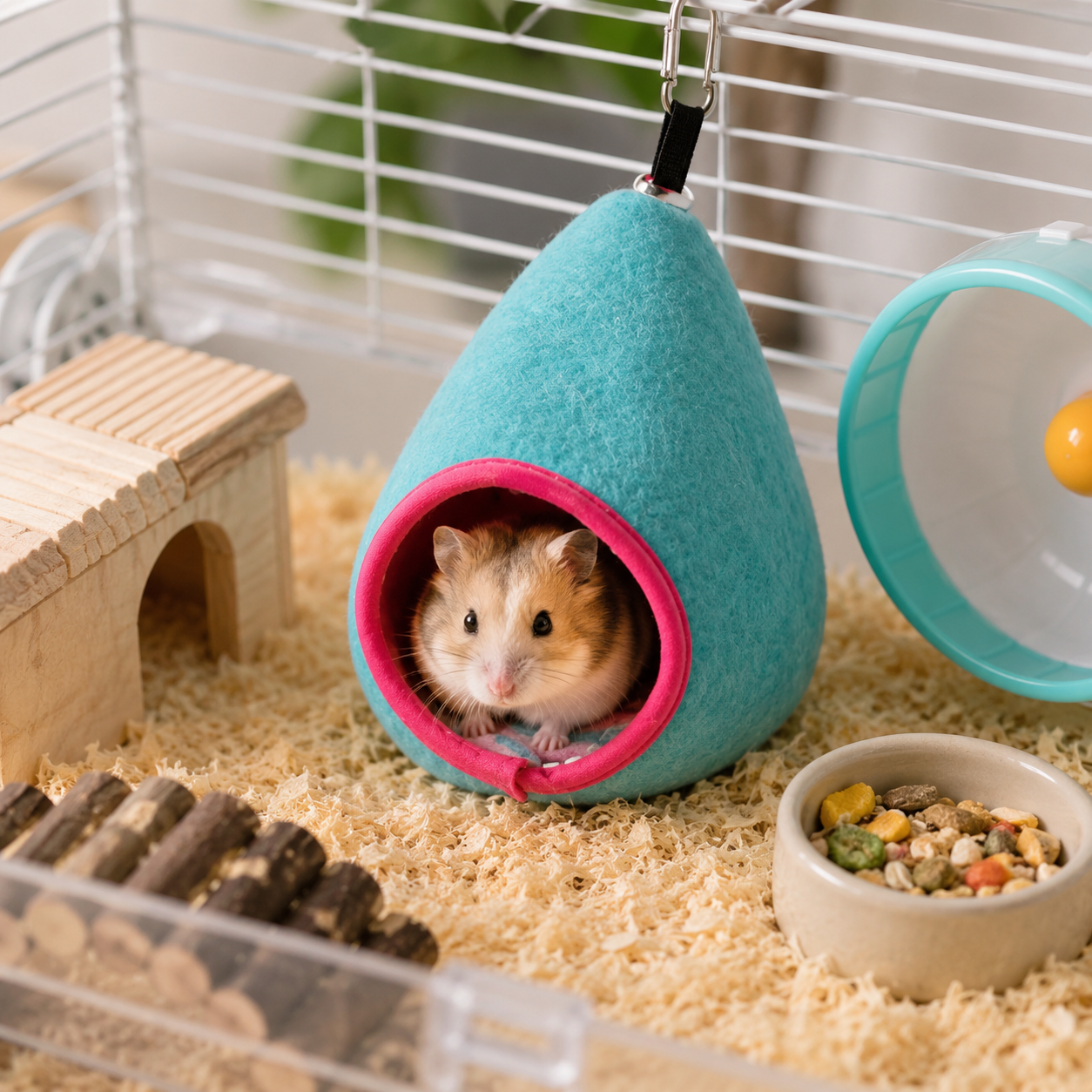 Blue Soft Cozy Hamster Bed Small Pet Sleeping Nest for Winter Guinea Pig, Hamster, Sugar Glider, Safe & Warm Hideaway