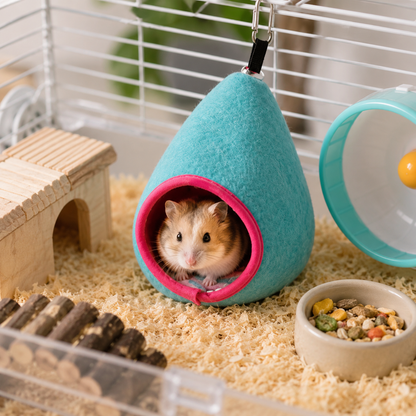 Blue Soft Cozy Hamster Bed Small Pet Sleeping Nest for Winter Guinea Pig, Hamster, Sugar Glider, Safe & Warm Hideaway