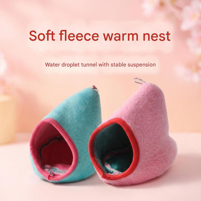 2-Pack (Pink+Blue) Hanging Hamster Cozy Nest Warm Fleece Bed for Winter Small Pet Sleep Hideaway