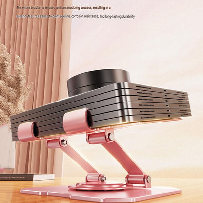 Pink 360 Degree Rotating Tablet and Phone Stand Adjustable Desktop Holder Foldable Aluminium Alloy Device Stand for Video Calls Streaming Study and Office Us