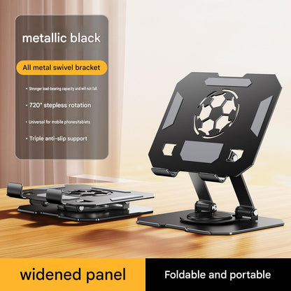 Black 360 Degree Rotating Tablet and Phone Stand Adjustable Desktop Holder Foldable Aluminium Alloy Device Stand for Video Calls Streaming Study and Office Us