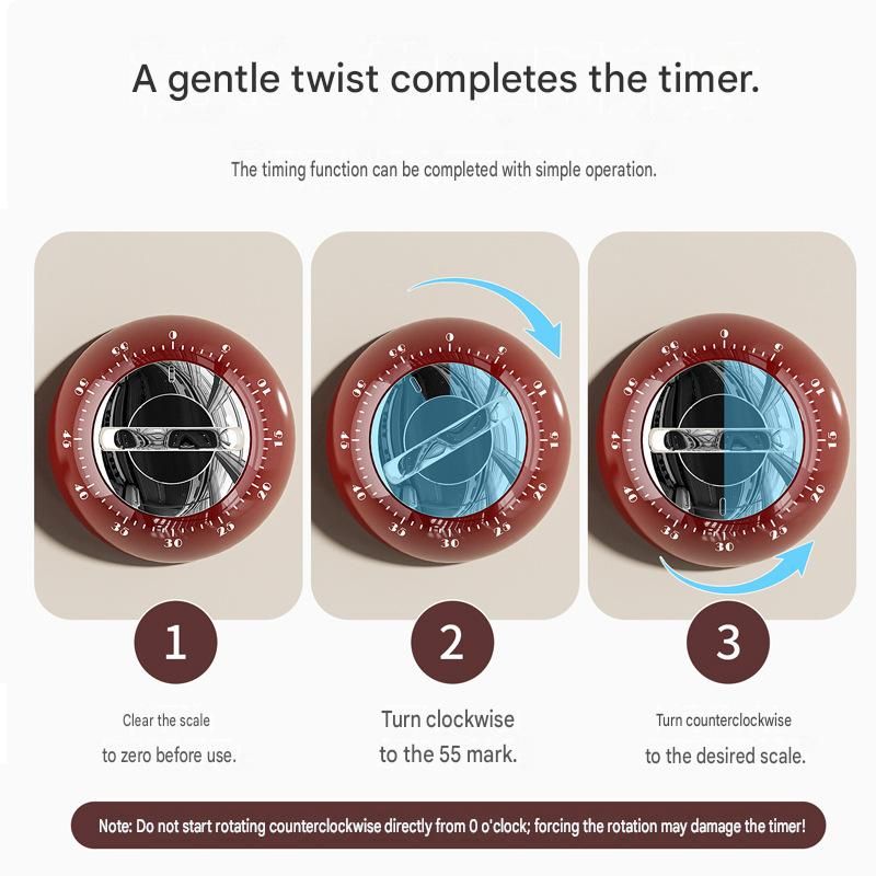 White 60-Minute Magnetic Mechanical Kitchen Timer Countdown Clock for Cooking, Study, Productivity and Time Management